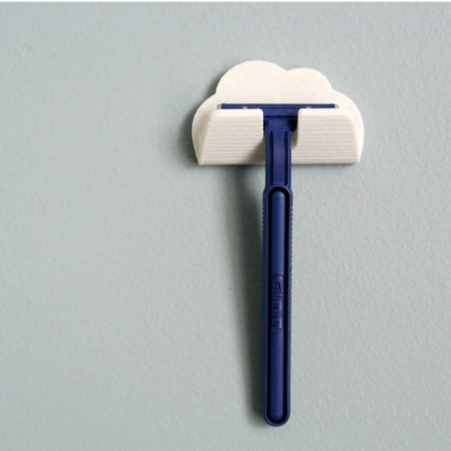 Suporte Barbeador Simples / Gilette Plástico Decoração Dupla Face 3M Pendurar na Parede Nuvem