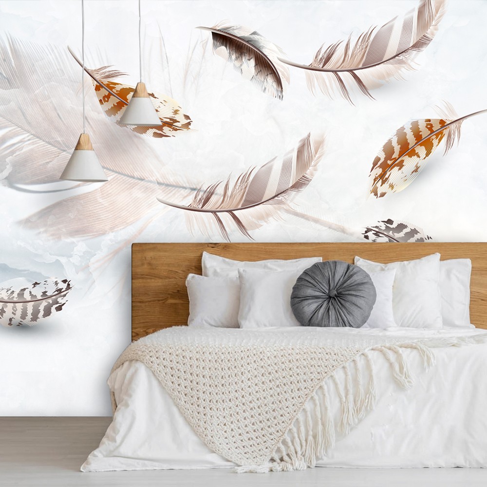 Papel de Parede Adesivo Autocolante Penas Lançamento Quarto e Sala da Decoração Moderna Simples e Bonita