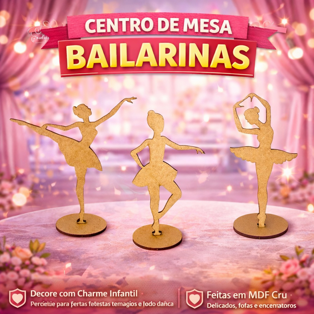 Kit Com 20 Centros De Mesa Bailarina Simples Vários Modelos MDF Cru Decoração
