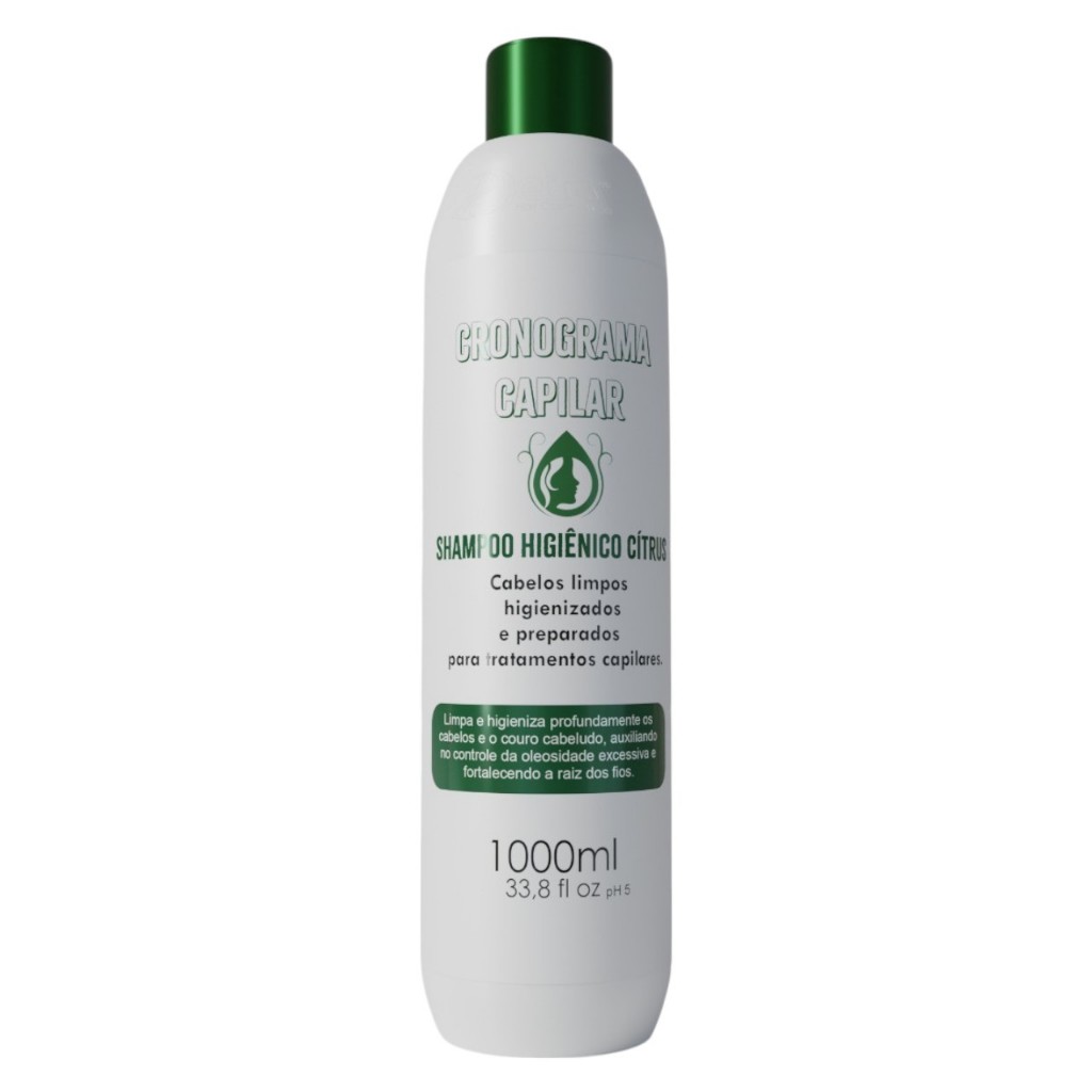 Shampoo Higiênico Cítrus Cronograma Capilar 1 Litro Detra Hair Controle de Oleosidade