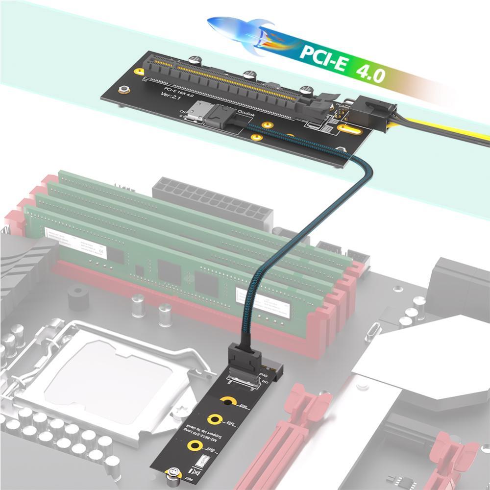 TIK M . 2-Key 2242/2260/2280 Para PCI-e 4.0 X16 Com Cabo De Extensão Oculink SFF-8612 Como Placa Gráfica Externa Orienta