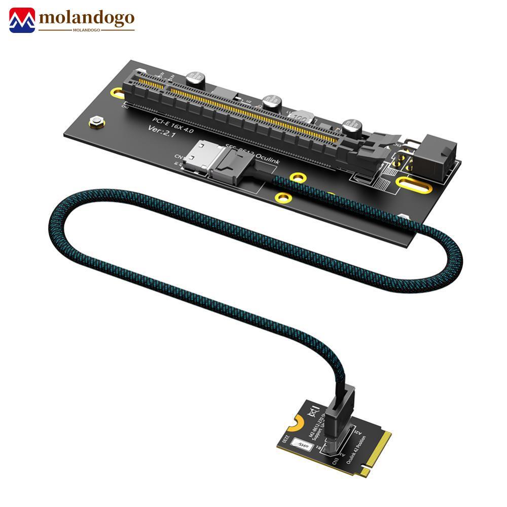 Milandogo M . 2-Key 2230 Para PCI-e 4.0 X16 Com Cabo De Extensão Oculink SFF-8612 Como Placa Gráfica Externa Orientação
