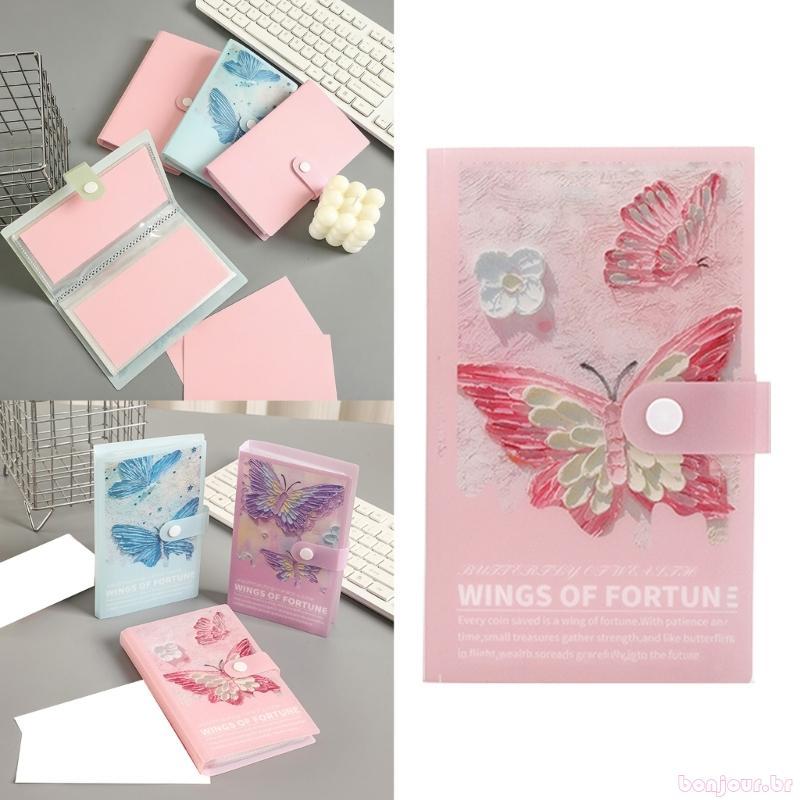 Butterfly Budget Book 100 Slot Record Case Páginas Transparente Para Planejamento Dinhei
