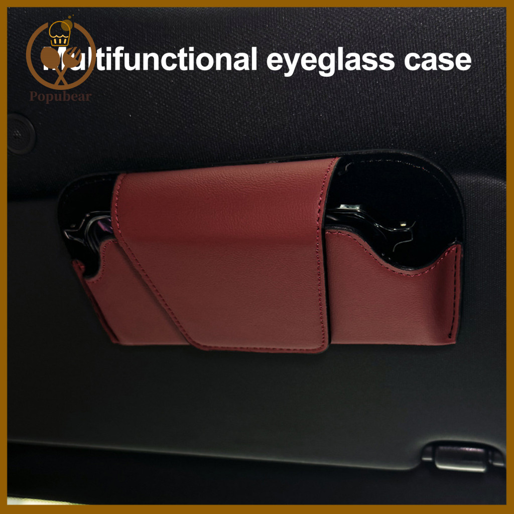 Car Storage Box Premium Container Sunglasses Holder Soft Velvet Lined Sun Visor Case Anti-scratch Leather Organizer for