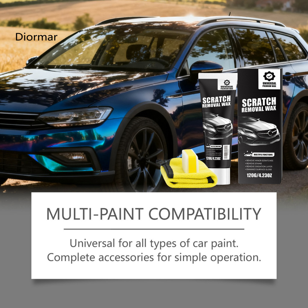 Car Scratch Remover Repair Cream Kit with Towel Sponge – Easy Apply Quick Fix for Scratches Stains Oxidation Protects