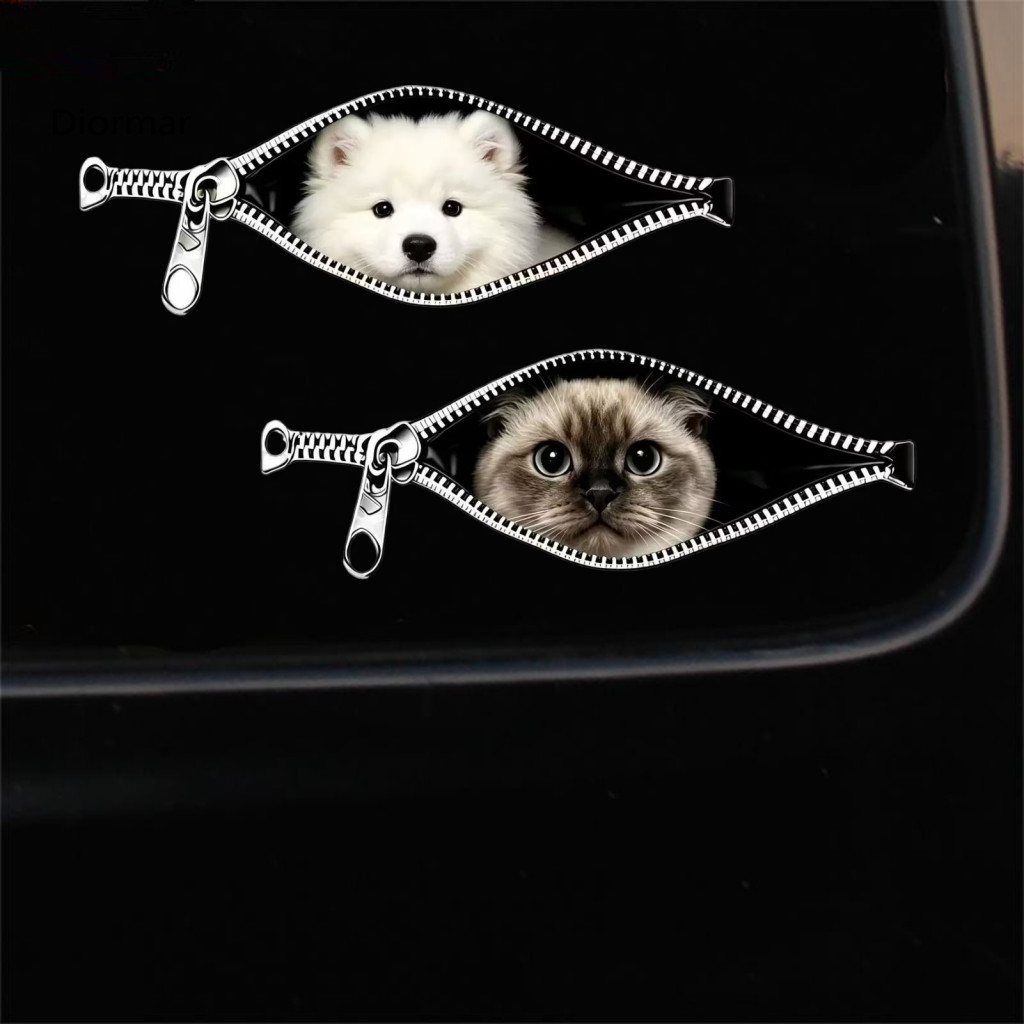 Durable Car Decals Sunproof Stickers Weatherproof Zipper Scratch-resistant Decal with Realistic Patterns Easy to Apply a