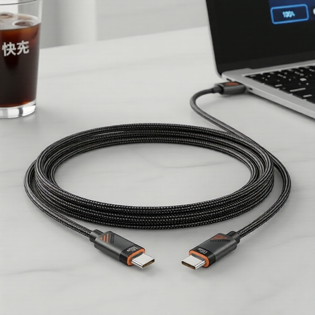 Essager 100W PD Cabo Tipo-C para Tipo-C de Mola, Carregamento Rápido para iPhone 16/15/14/Xiaomi/Samsung/MacBook/iPad