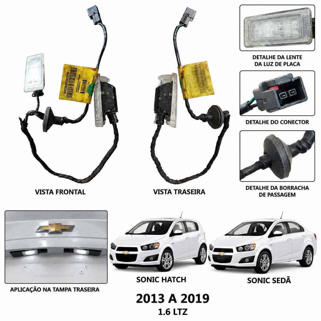 Par Luz Placa Chicote Chevrolet Sonic 1.6 2013 A 2019