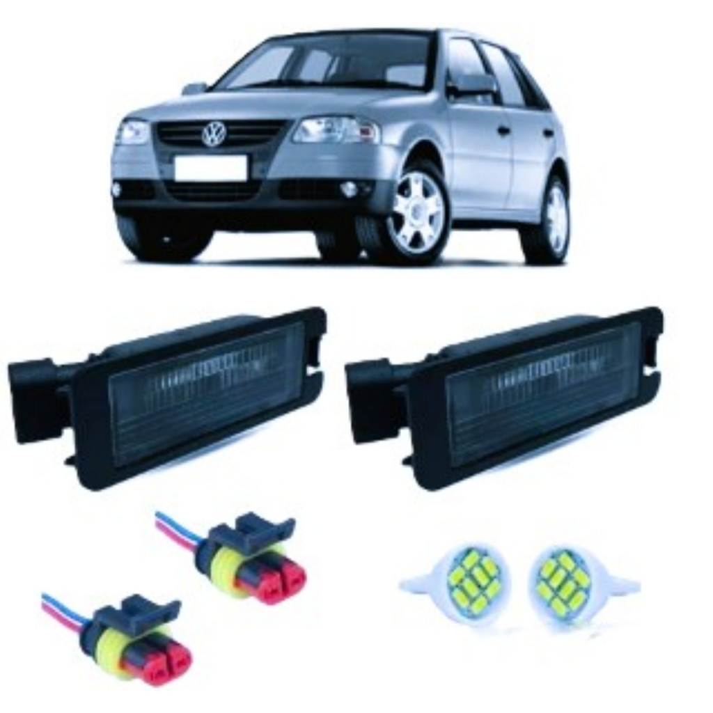 Par Lanterna Luz Placa Gol 2003 a 2005 Saveiro 2008 a 2014 C/ Soquete Chicote E Led