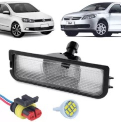 Lanterna Luz De Placa C/ Soquete Chicote E Lâmpada Led Gol Voyage G5 G6