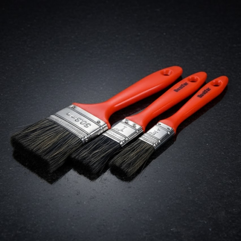 Kit de 3 Pincéis Trincha Profissional 19mm 25mm 50mm para Parede e Madeira Pintura Precisa Bestfer