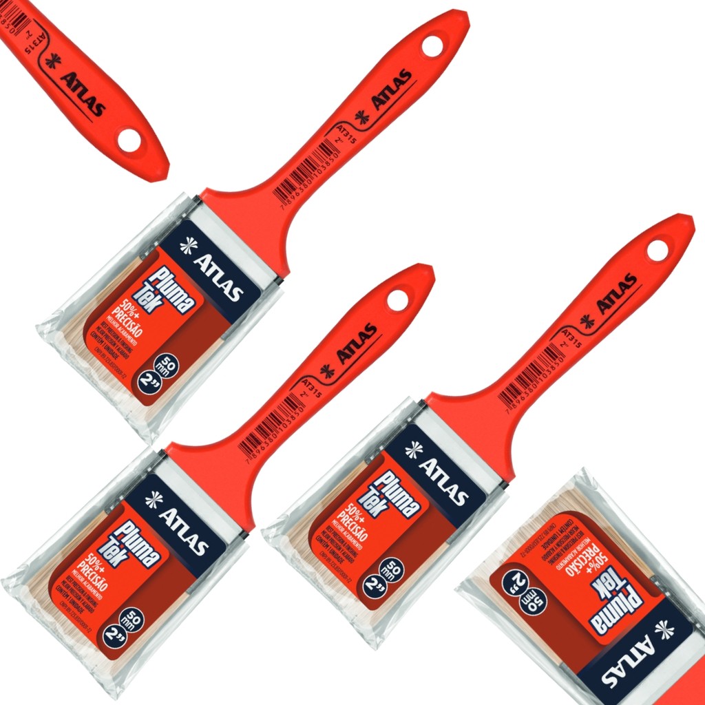Pincel Trincha Média 50mm Para Pintura Multiuso Profissional | Atlas | Kit 03 Un