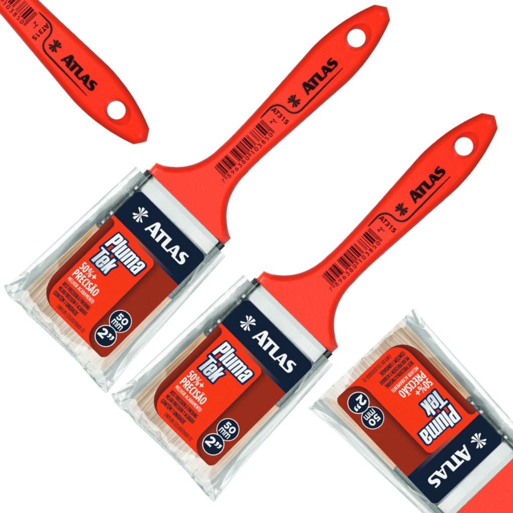 Pincel Trincha Média 50mm Para Pintura Multiuso Profissional | Atlas | Kit 02 Un