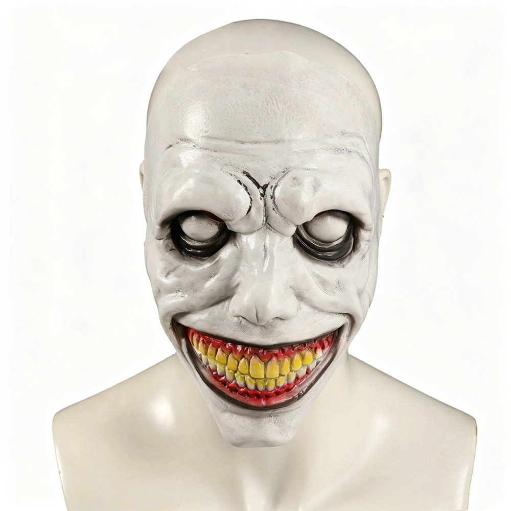 Scary Evil Grinning Mask - Yellow Teeth Ghost Face Halloween Cosplay Prop