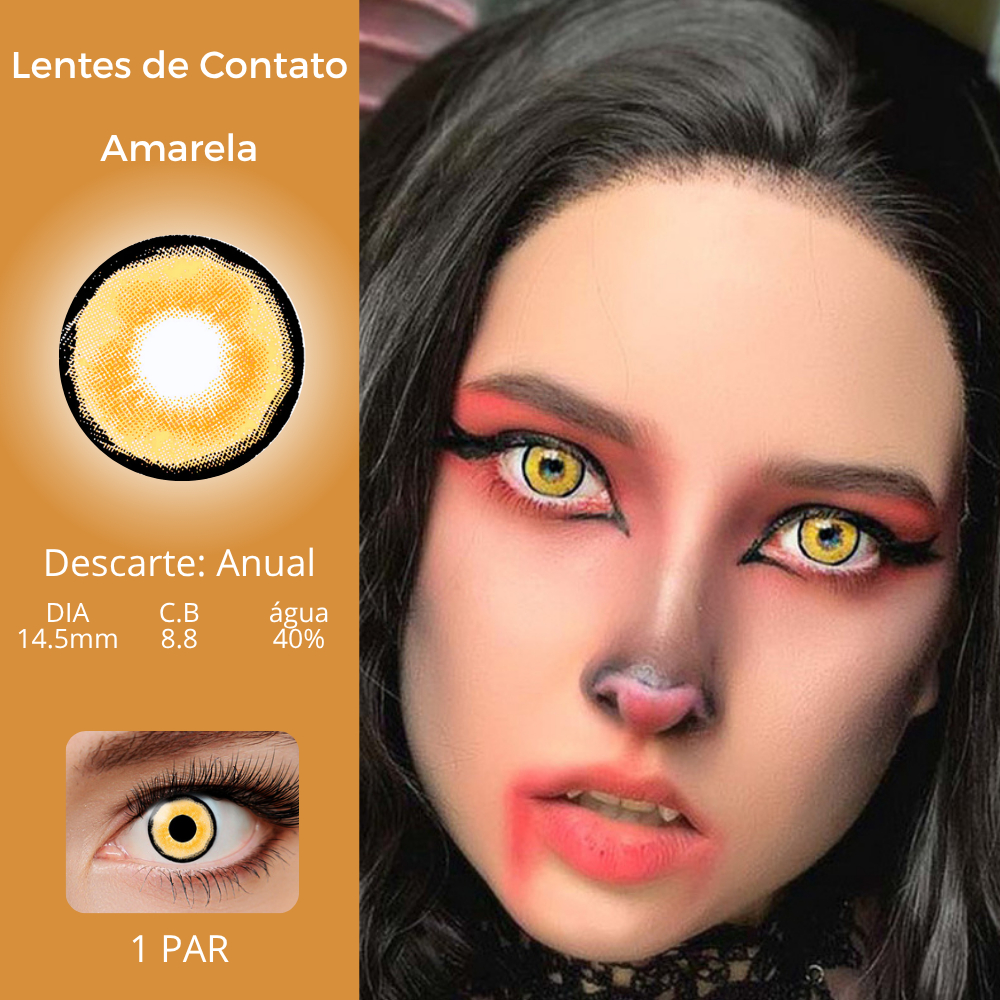 (1 par) Lentes de Contato Aquaman Yellow Amarela Lobo Ahri Halloween Fantasia Cosplay Anual