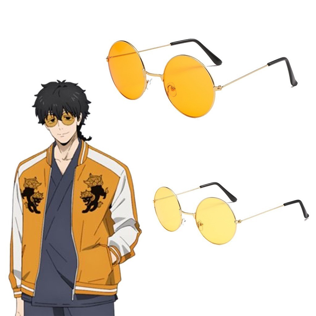 Óculos De Sol WIND BREAKER Jo Togame Yellow Orange Round Frame Eyewear Halloween Cosplay Propaganda Moda anime Acessório