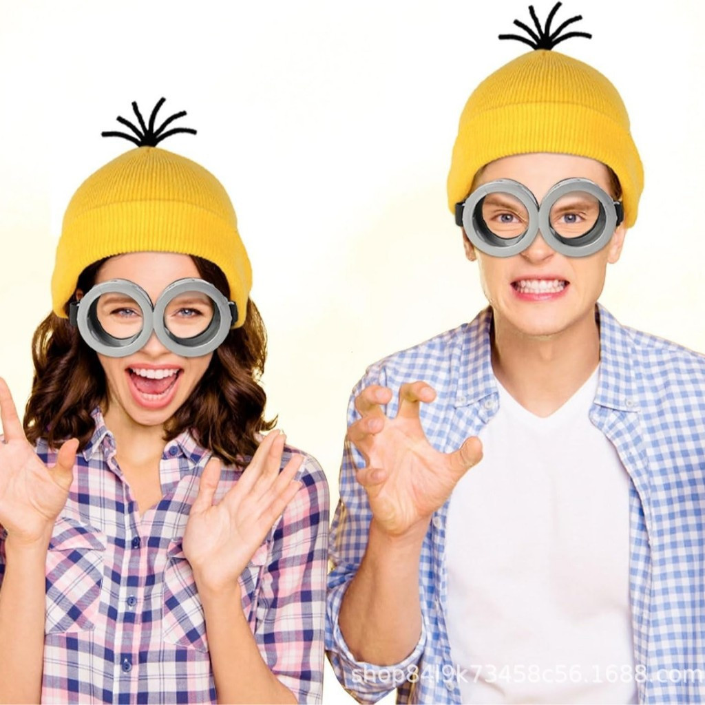 Cute Anime Despicable Me Minions Cosplay Costume Mask Yellow Hat Elastic Gloves Steampunk Glasses Party Costumes VVTE