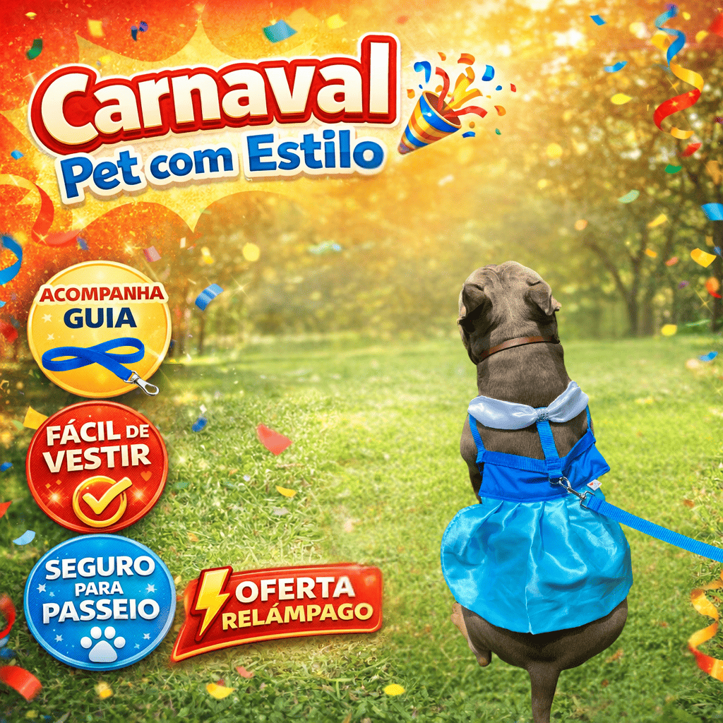 Roupa Peitoral Vestido Pet Cinderela – Coleira com Guia para Cães Pequenos e Médios Gaby Pet Ajustável Fantasia Carnaval