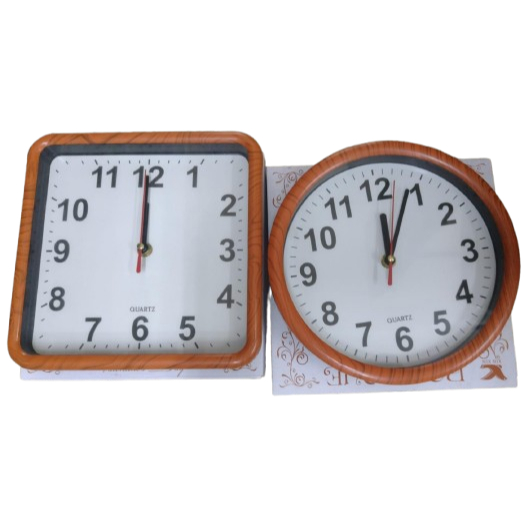 Relógio De Parede Linha Luxo Moldura Simula Madeira 22cm - COD 75581 \ 75582