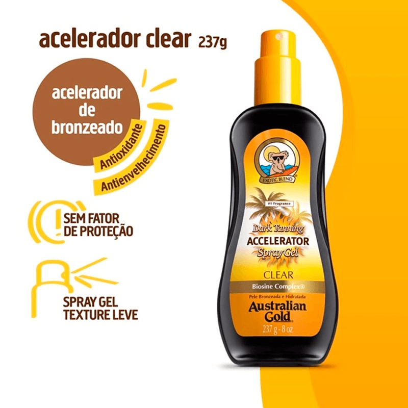 Acelerador Australian Gold Dark Tanning Clear Spray Gel 237ml