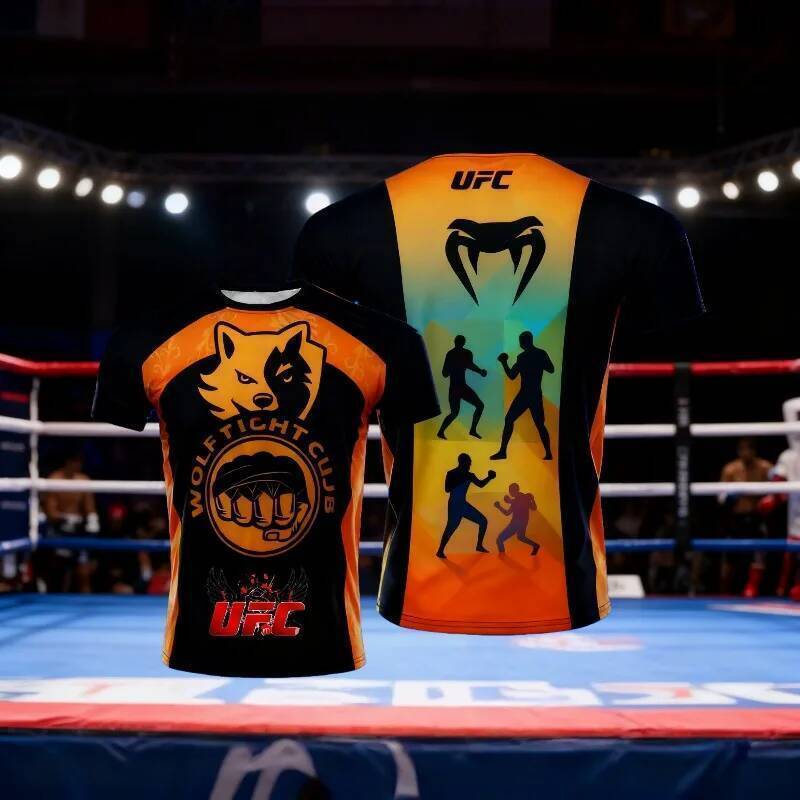 Camiseta Esportiva UFC Boxing Combat Training Masculina E Feminina Com Design Impresso Em 3D Respirável De Secagem Rápid