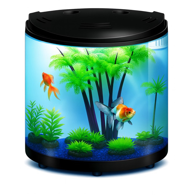 Mini Aquário Beteira Sunsun Completo ATS-320 Preto 5,5L C/ Led Bomba Submersa Filtro Bivolt
