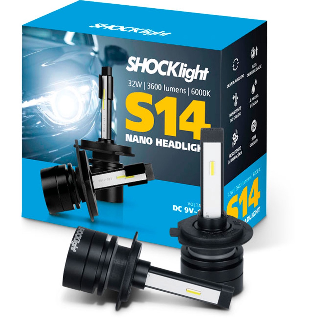 Par de Lâmpada Led do Farol Headlight S14 Nano H7 12v 32w