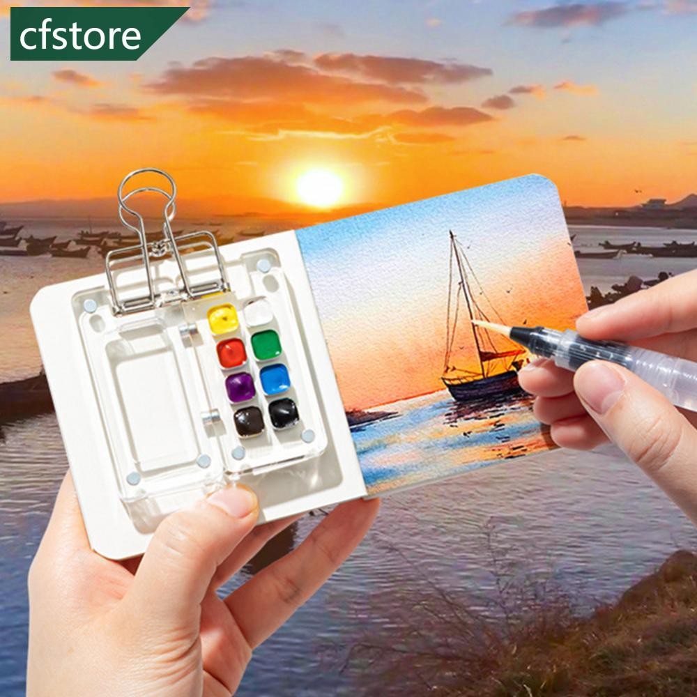 CFSTORE Paleta De Desenho Portátil De Grade 8/15 , Mini Caixa De Cores De Madeira De Nogueira , Estojo De Aquarela De Vi