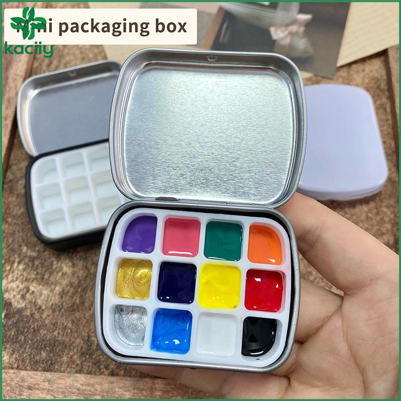 KC 12/24 Grades Dispensador De Tinta Aquarela Vazio Caixa De Ferro Paleta De Cores De Unhas Portátil Armazenamento De La