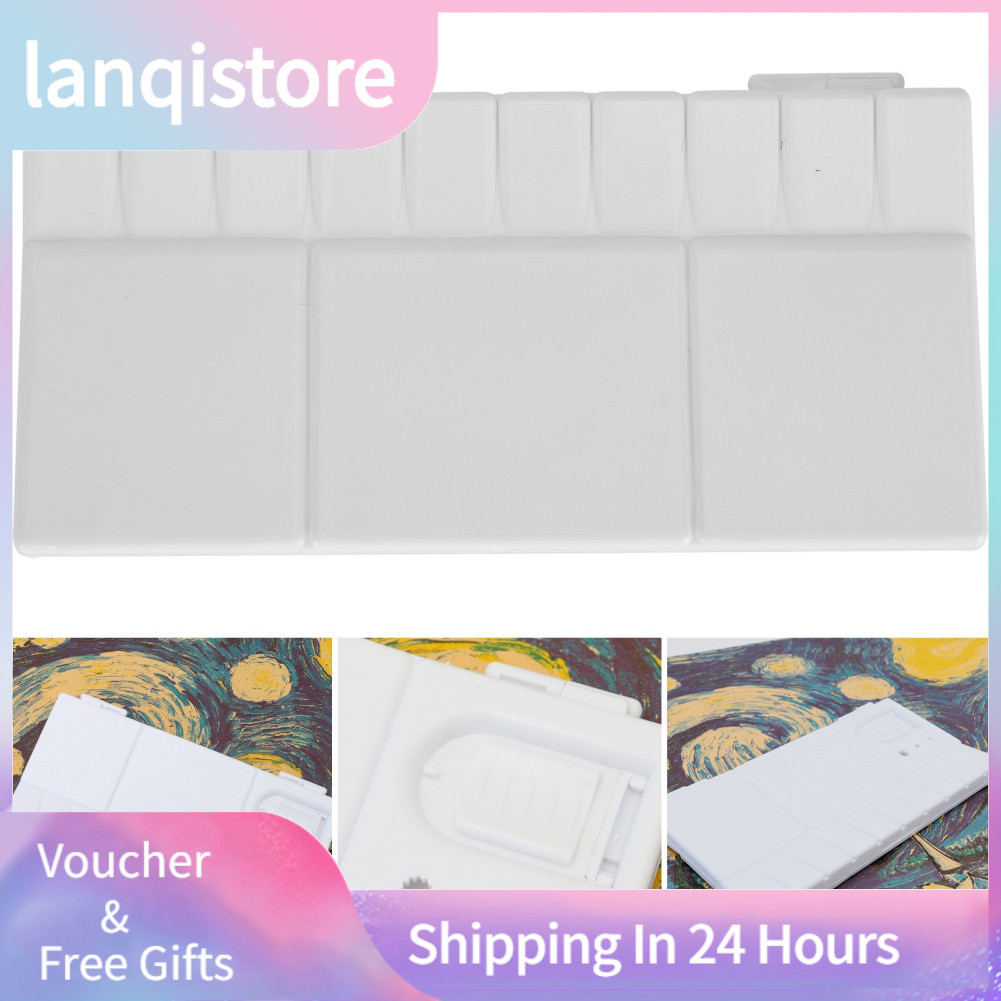 Lanqistore Caixa de pintura retangular porosa dobrável recipiente de pintura com grades separadas para óleo aquarela