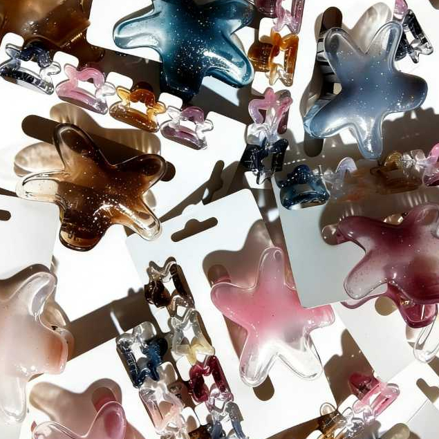 Piranha de Cabelo Estrela Grande Aesthetic | Prendedor Garra Estrela Vazada Luxo, Design Moderno