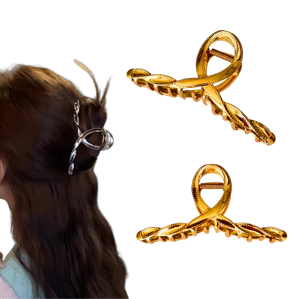 Piranha De Metal Grande Presilha Prendedor De Cabelo Elegante Costura