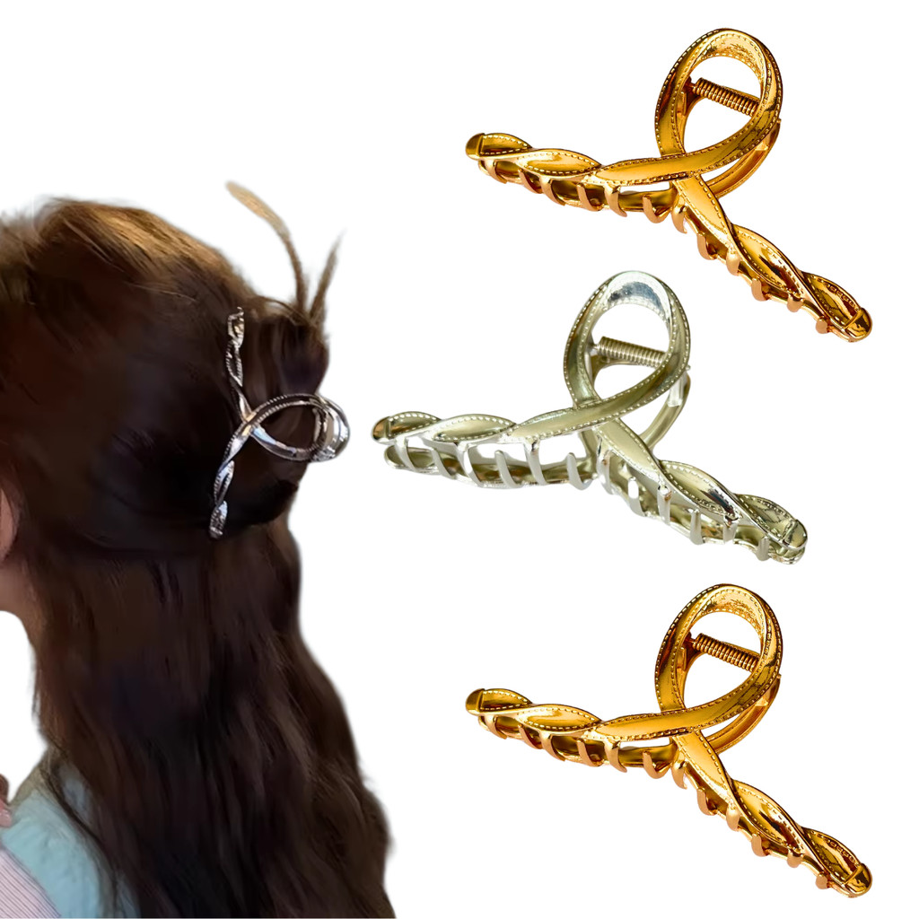 3 Piranha De Metal Grande Presilha Prendedor De Cabelo Elegante Costura