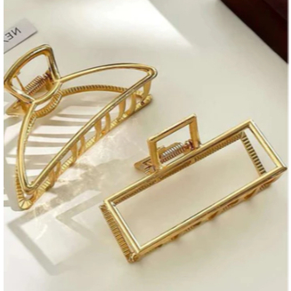 Combo com 2 Presilha de cabelo dourado / Piranha de Metal Chic luxo / Prendedor de cabelo Feminino