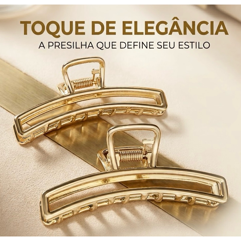 Prendedor de Cabelo Piranha - Dourada/Prata, Design Elegante e Versátil 7,5 cm