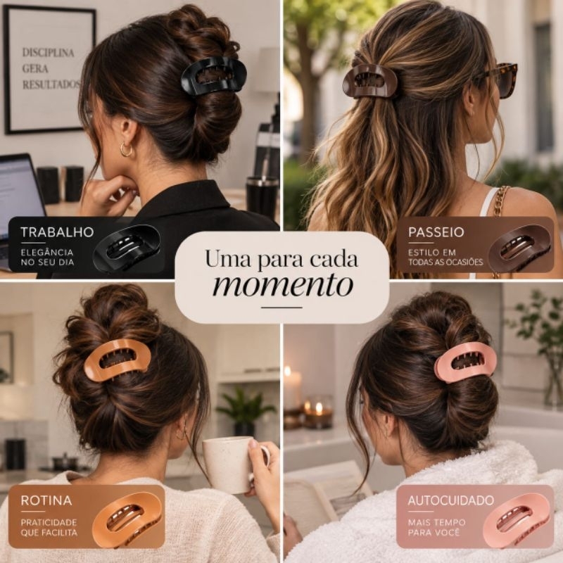 Presilha Piranha de cabelo prendedor Grande oval feminino grampo coque elegante confortável