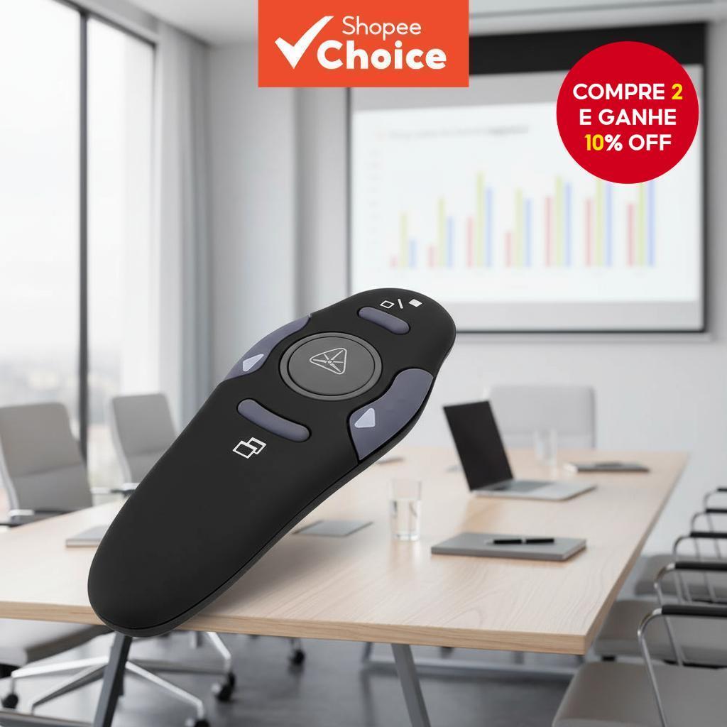 Apresentador sem fio USB 2.4GHz com ponteiro de luz vermelha para apresentações do PowerPoint