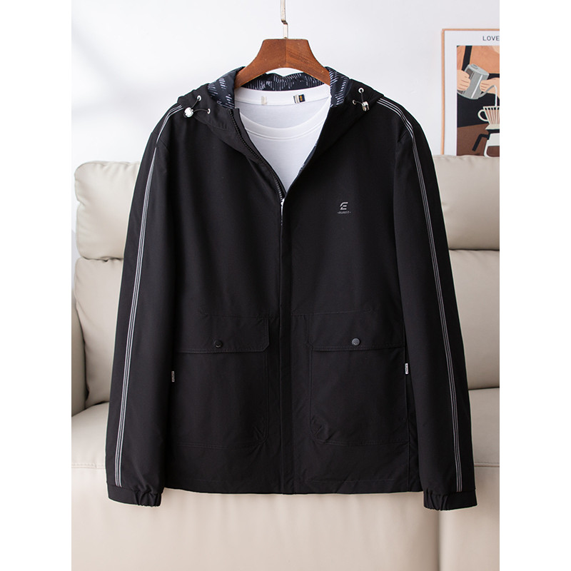 Estilo de negócios!Limpeza simples!Daily Commuter All-Match Jaqueta Casual Masculina Solta Jaqueta À Prova de Vento