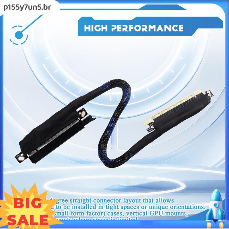 Cabo Adaptador GPU 16AB5 PCIE 5.0 X16 Placa Gráfica Curva De Extensão GEN5 Fio Banhado A Prata 180 Graus Reto 30CM