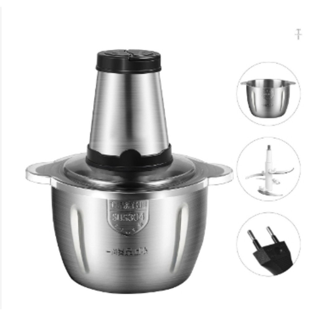Moedor de Carne Elétrico Inox 2L / 3L | Processador Picador Alimentos 110V 220V No Brasil