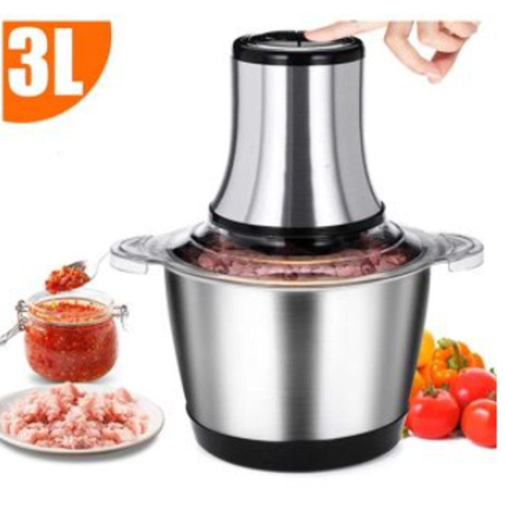 Moedor de Carne Elétrico Inox 2L / 3L | Processador Picador Alimentos 110V 220V No Brasil