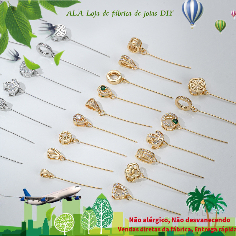 Preservação de cor forte 14K banhado a ouro agulha fina pingente fivela forte buraco longo agulha fivela carne narina gi