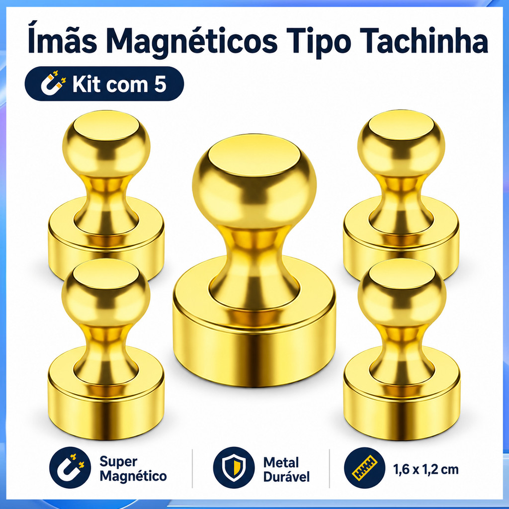 Conjunto de fivela magnética dourada, 5 peças, sem agulha, sem rastros, geladeira, quadro branco, caligrafia, pintura, t