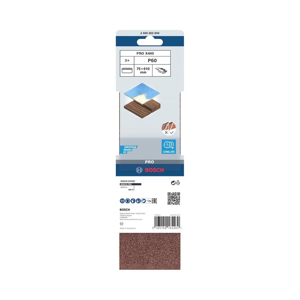 Cinta De Lixa Bosch Pro X440 75X610mm Grano 60 3Un