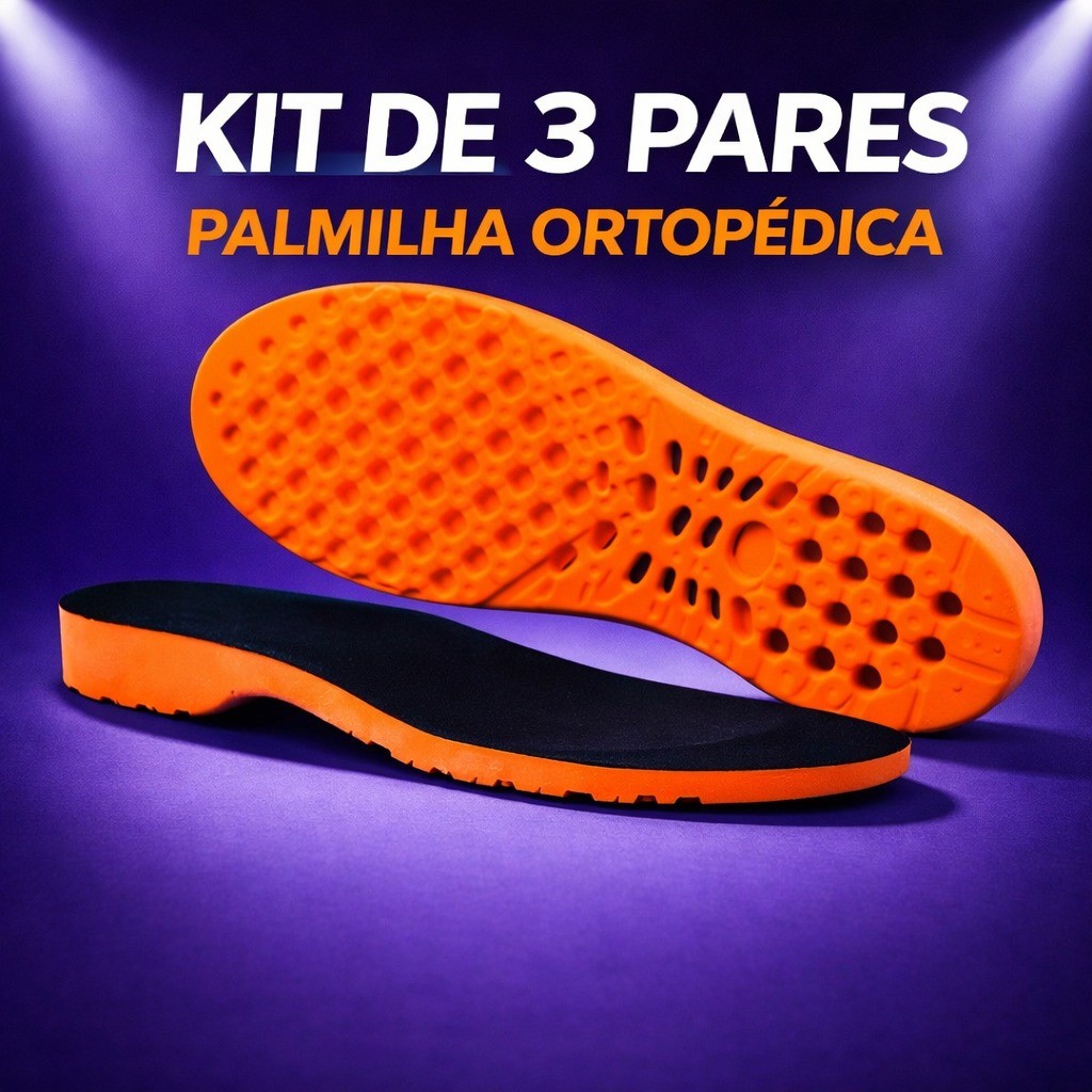 KIT 3 PARES PALMILHA ORTOPÉDICA EM GEL PU SILICONE SHOCK ZERO CONFORTO EXTREMO PARA LONGAS HORAS