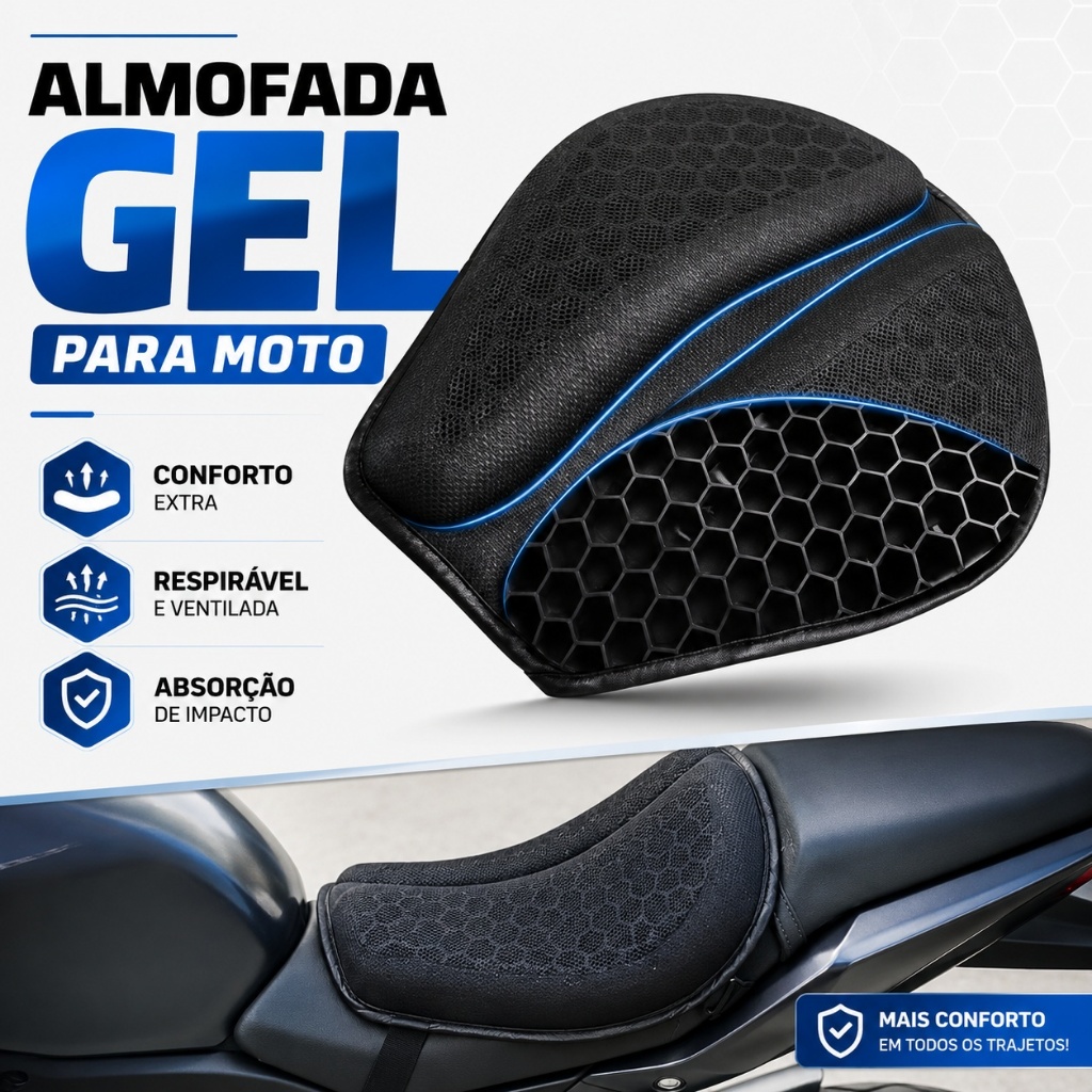 Motorcycle Gel Seat Cushion Shock Absorption Breathable Comfortable