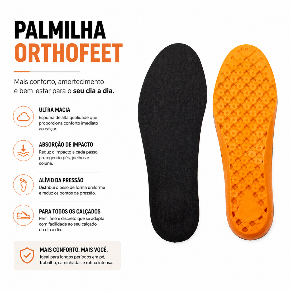 Palmilha Ortopédica Gel P.u Macia Anti Impacto Ideal Para Quem Trabalha em Pé Uso Diário SHOCK ZERO