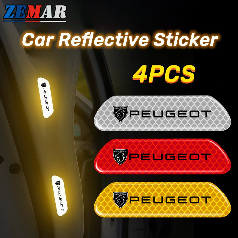 4 Adesivos Refletivos Novos para Proteção de Arranhões na Porta do Carro Peugeot, Adesivo de Segurança Luminoso que Bril