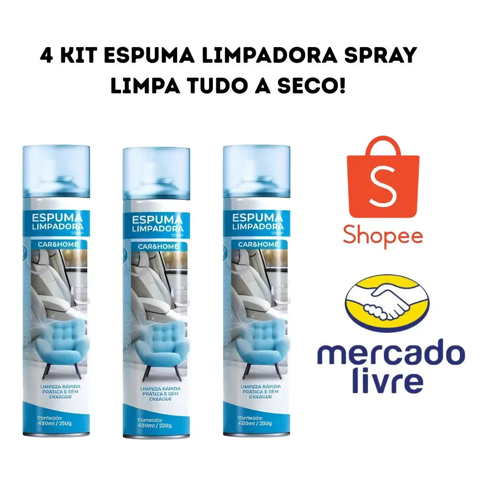Kit 4 Espuma Limpadora Spray Etaniz 400ml Car & Home Top