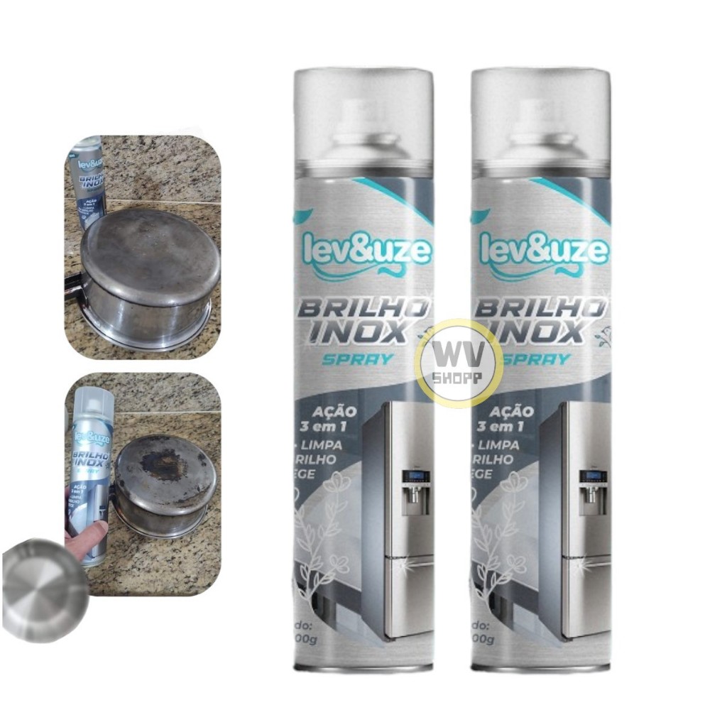 Brilho Inox Spray 300ml Limpador 3 Em 1 Limpa Dá Brilho Protege 300ml Etaniz Lev&Uze